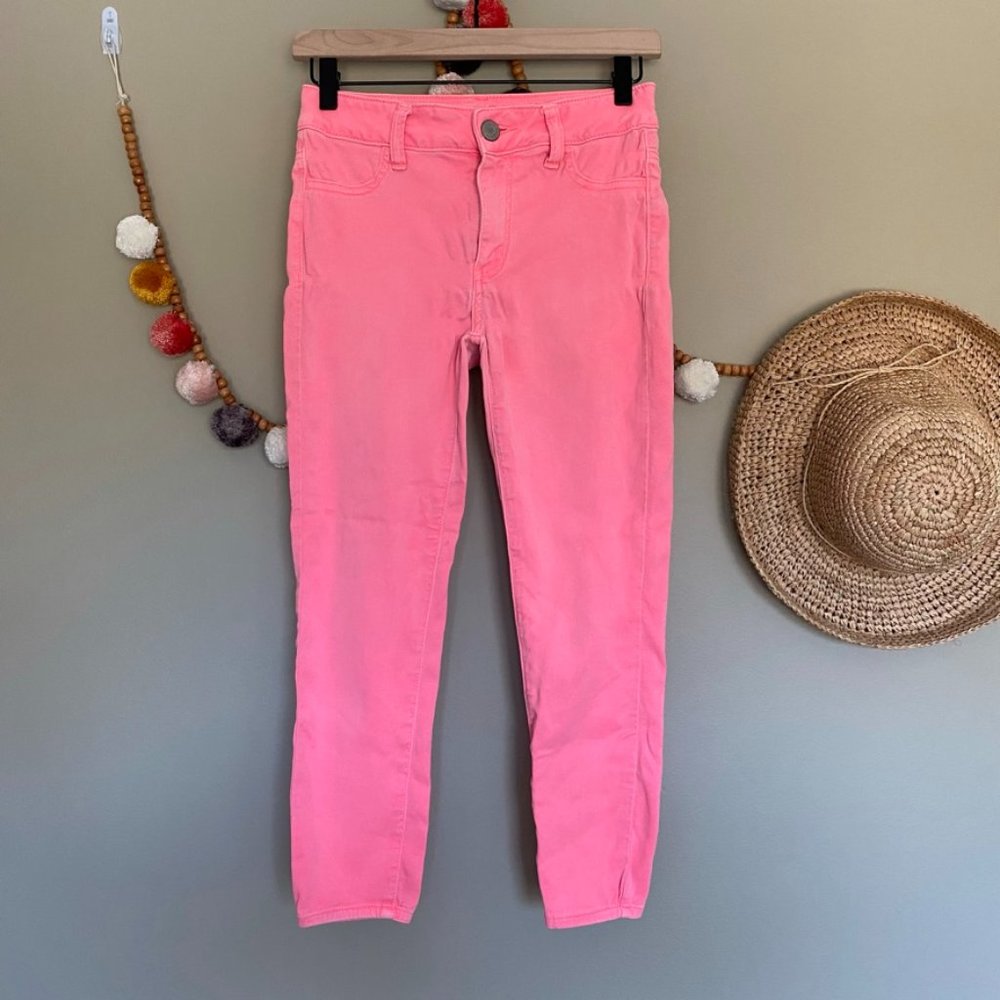 💖 3 for $35 American Eagle Pink Hi-Rise Jegging Crop Jeans Size 2